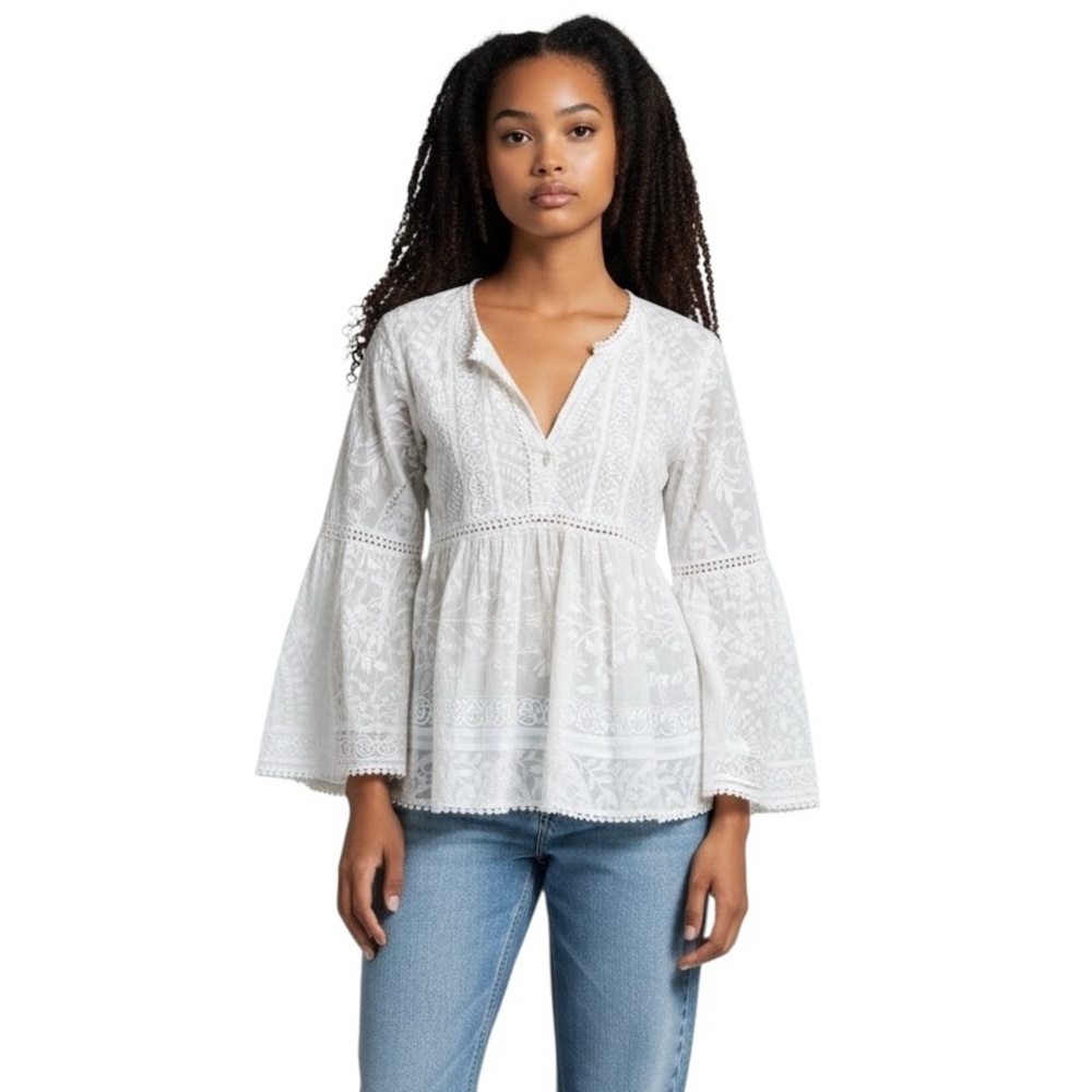 Lola Australia Lace Boho Bell Sleeve Romantic Feminine Blouse